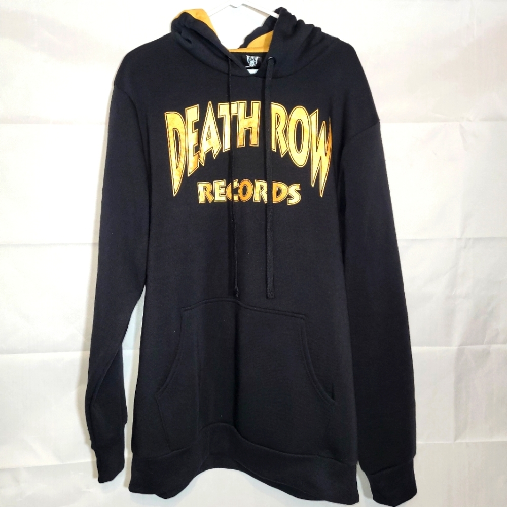 NWT DEATH ROW RECORDS Mens Black and Gold Hoodie
